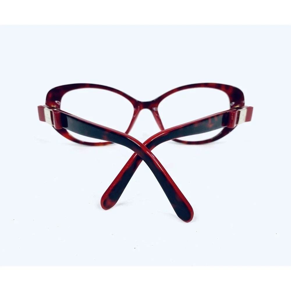 Kate Spade NY Red Tortoise Oval Lucite Glasses Bowtie Temples Chandra 53 17 135